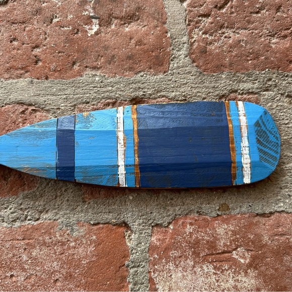 Nautical Wood Blue Decorative Paddle Oar  with rope hook Beach House Lake House - Picture 2 of 16